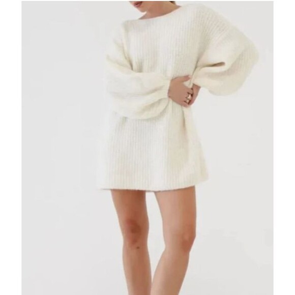 NWT Anthropologie REVOLVE RUMORED Milkshake Puff Sleeve knit mini dress Sz Small - Picture 4 of 14